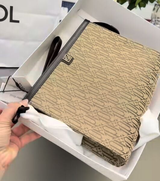 İpkyl kumaş clutch kahve