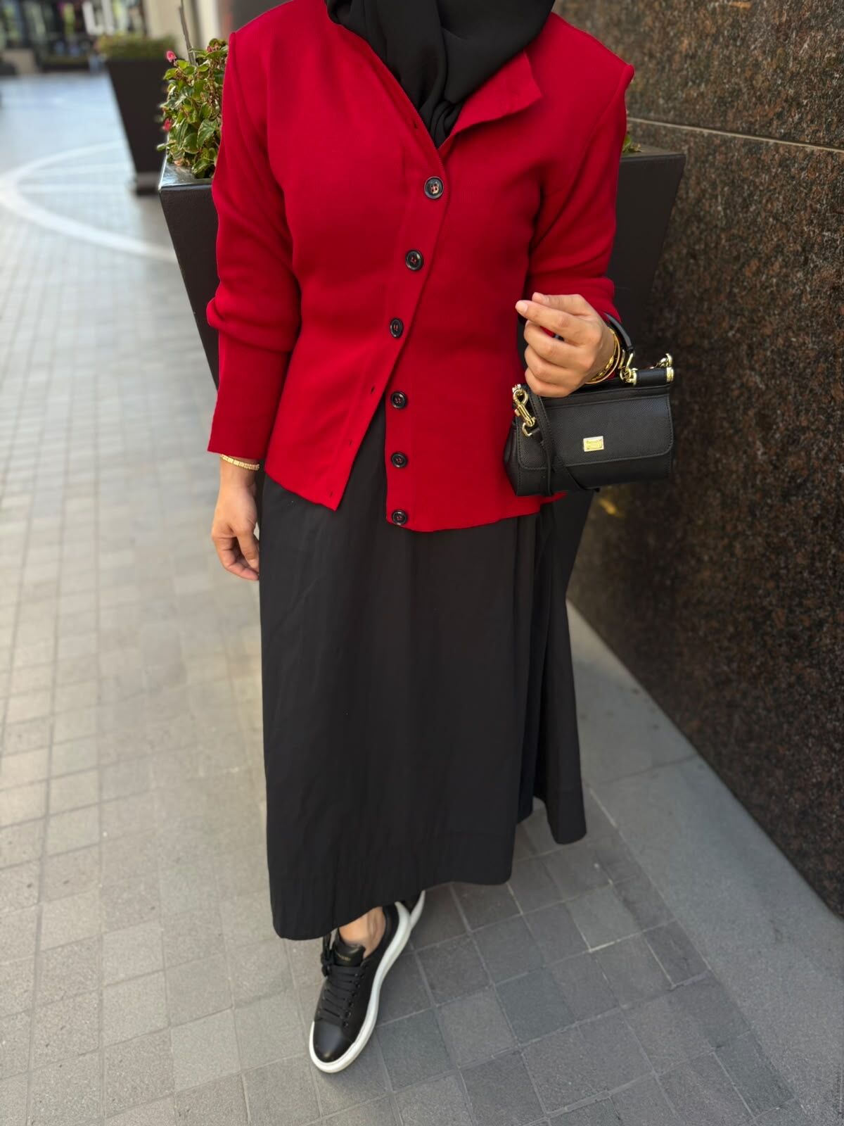 Vatkalı triko ceket / kırmızı