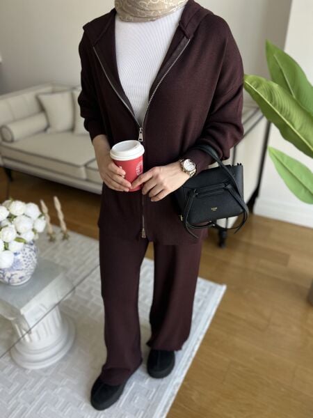 OYSHO İnce çift fermuarlı Triko Takım / Bordo