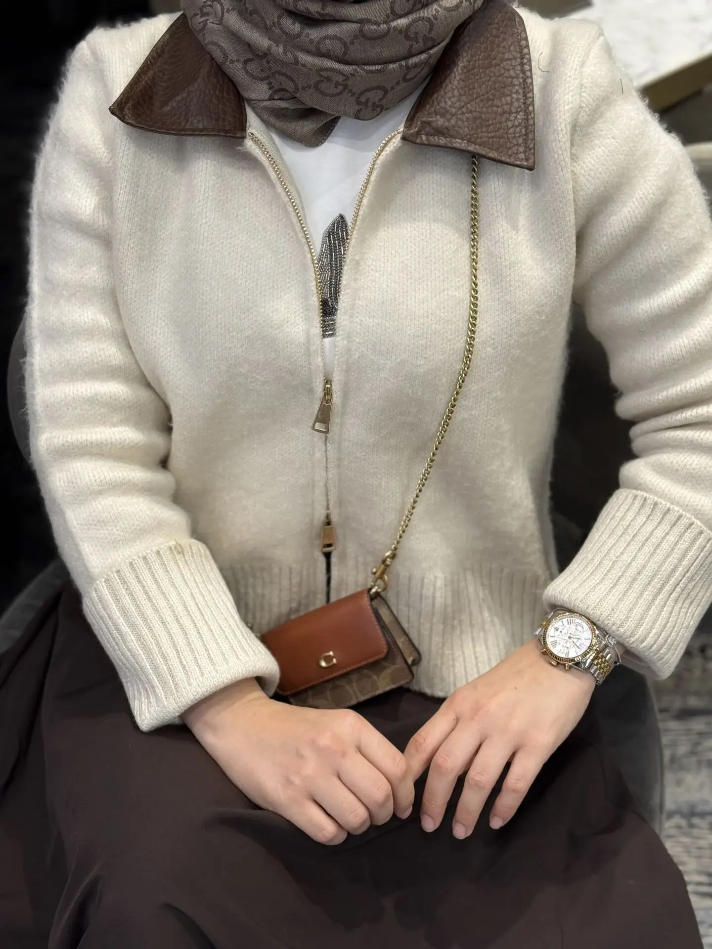 Çift fermuarlı hırka