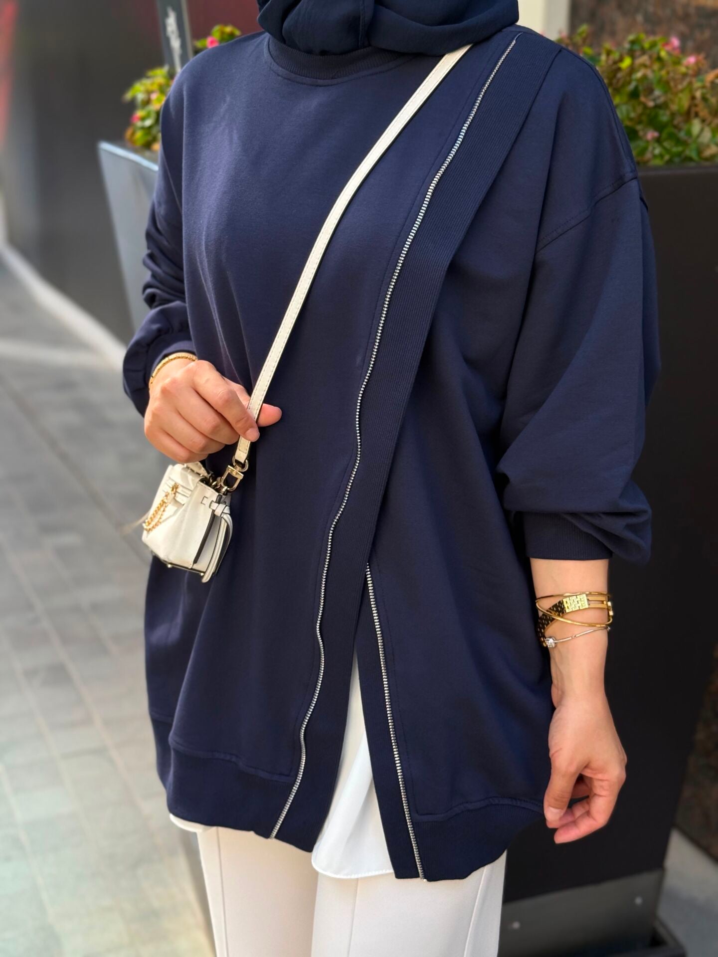 Fermuarlı Sweatshirt Lacivert