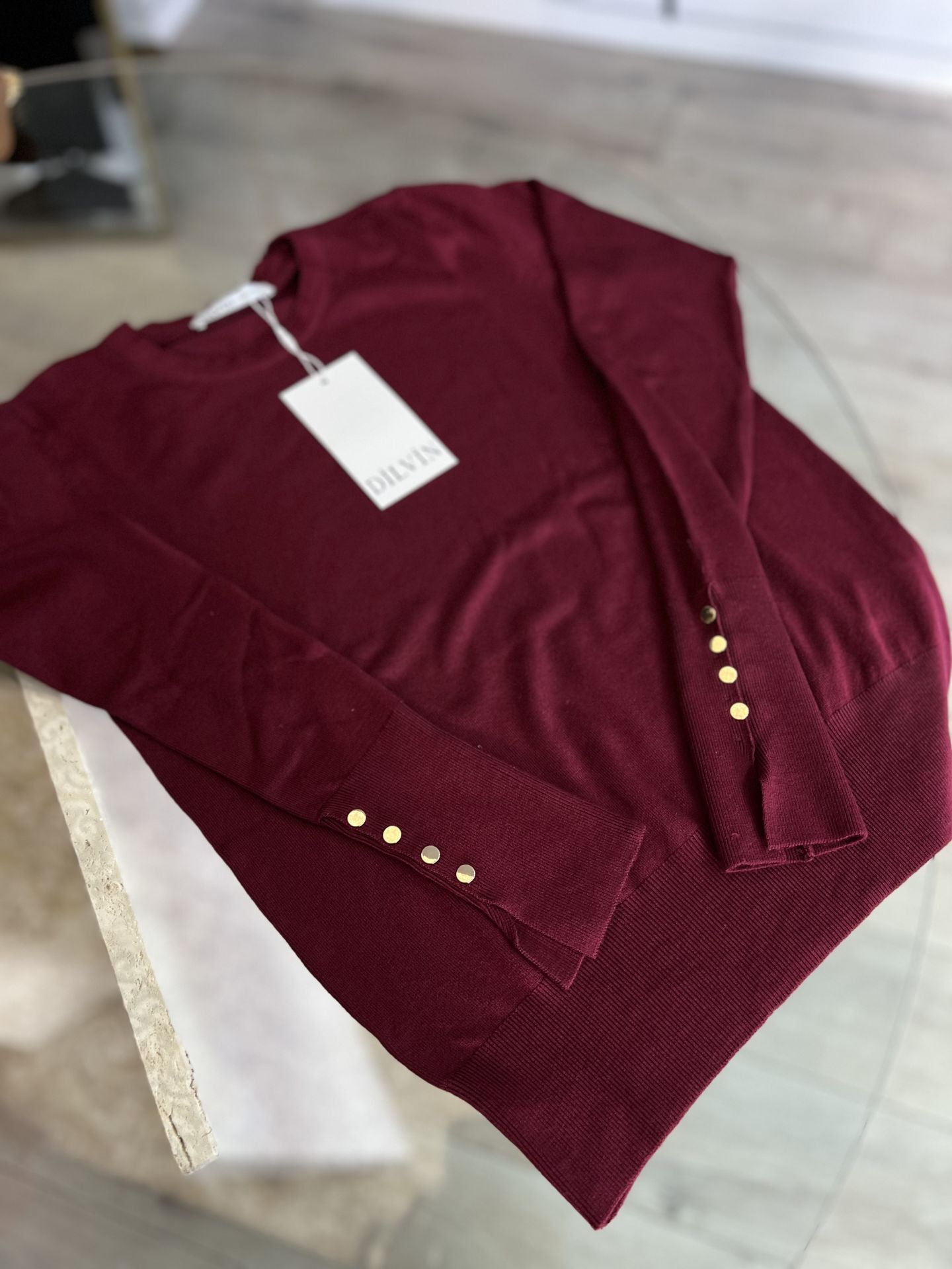 Bisiklet yaka droplu kazak bordo