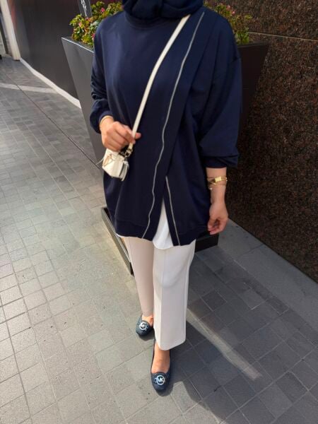Fermuarlı Sweatshirt Lacivert