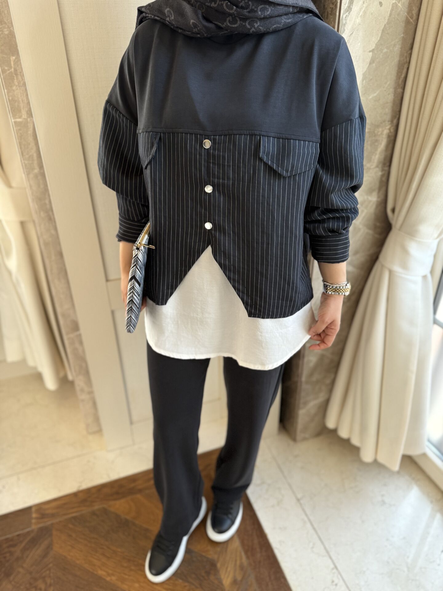 Gömlek Detaylı Eşofman Takımı Antrasit