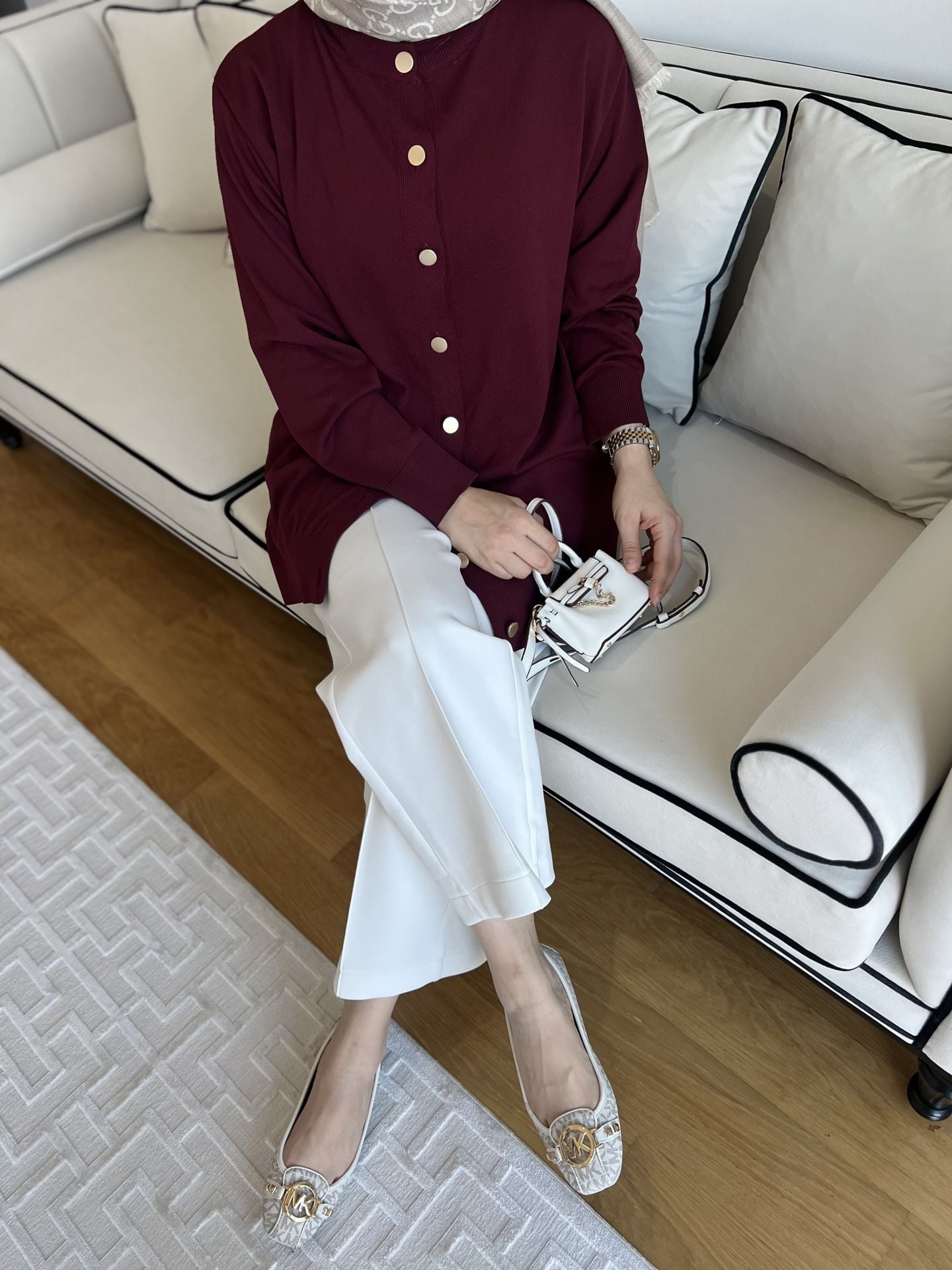 Merserize Hırka Bordo