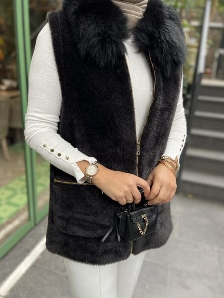 Angora yelek siyah