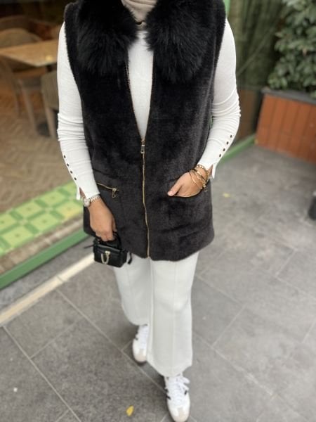 Angora yelek siyah