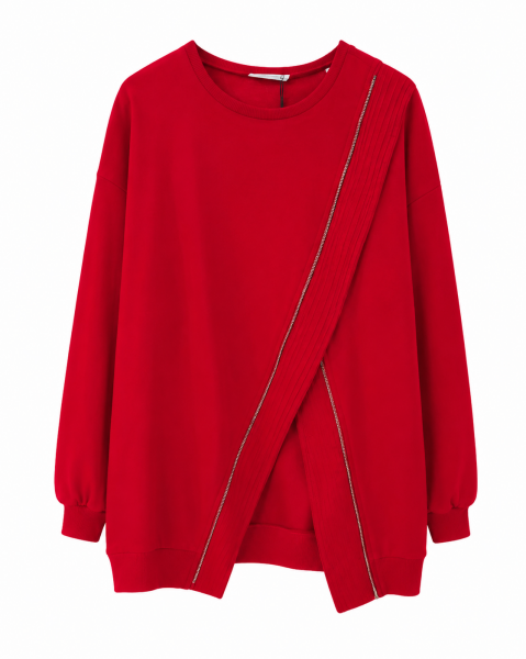 Fermuar Sweatshirt Kırmızı
