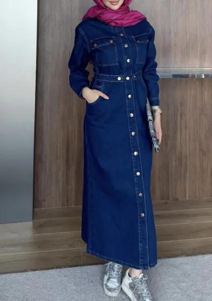Denim Çıtçıt kot elbise